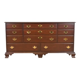 Harden Furniture Georgian Carved Solid Cherry Wood Long Dresser, Newly Restored