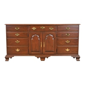 Harden Furniture Georgian Solid Cherry Wood Long Dresser, Newly Restored