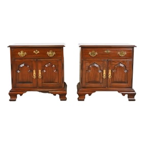 Harden Furniture Georgian Solid Cherry Wood Nightstands, Pair