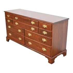 Henkel Harris Georgian Solid Cherry Wood Ten-Drawer Dresser, Newly Refinished