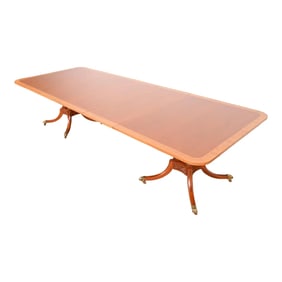 Baker Furniture Historic Charleston Georgian Banded Mahogany Double Pedestal Dining Table