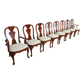 Baker Furniture Historic Charleston Georgian Carved Mahogany Dining Chairs, Set of Eight