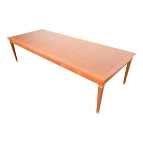 Baker Furniture French Regency Louis XVI Inlaid Cherry Wood Extension Dining Table, Newly Refinished