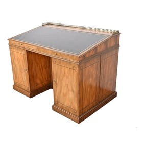 Baker Furniture Georgian Flame Mahogany Leather Top Slant Front Architect's Desk, Circa 1960s