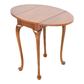 Baker Furniture Queen Anne Solid Walnut Petite Drop Leaf Tea Table, Newly Refinished