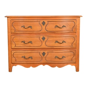Baker Furniture French Provincial Louis XV Maple and Walnut Chest of Drawers, Circa 1940s