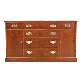 Henkel Harris Georgian Cherry Wood Sideboard or Bar Cabinet, Newly Refinished