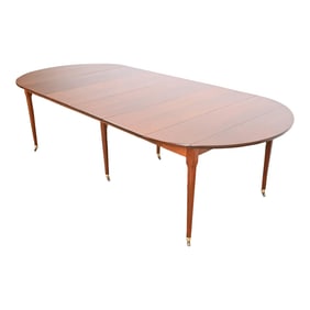 Baker Furniture French Regency Louis XVI Solid Cherry Wood Extension Dining Table, Newly Refinished