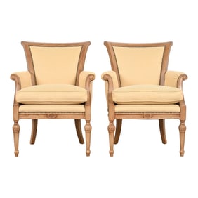 Barbara Barry for Henredon French Regency Louis XVI Bergere Chairs, Pair