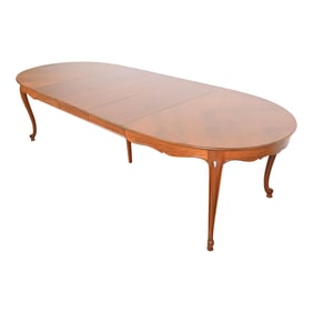 Kindel Furniture French Provincial Louis XV Cherry Wood Extension Dining Table, Newly Refinished