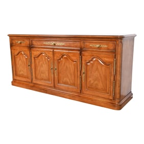 Henredon French Provincial Carved Walnut Sideboard or Bar Cabinet