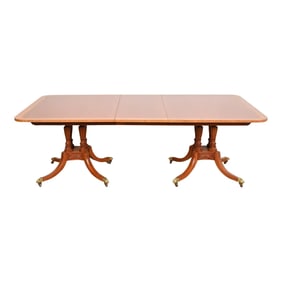 Baker Furniture Historic Charleston Georgian Mahogany Double Pedestal Dining Table, Newly Refinished