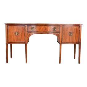 Baker Furniture Georgian Banded Mahogany Serpentine Front Sideboard Credenza