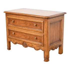 Heritage French Provincial Louis XV Carved Walnut Commode or Nightstand, Circa 1960s