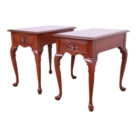 Harden Furniture Queen Anne Solid Cherry Wood Nightstands or End Tables, Pair