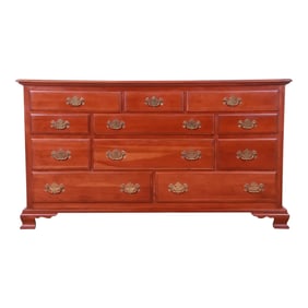 Ethan Allen Early American Solid Cherry Wood Chest of Drawers, Circa 1970s