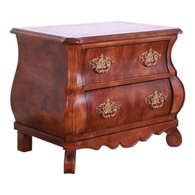 Henredon Italian Louis XV Burl Wood Bombay Form Bedside Chest
