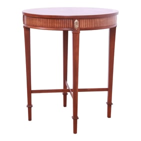 Baker Furniture Neoclassical Mahogany and Brass Tea Table, Newly Refinished