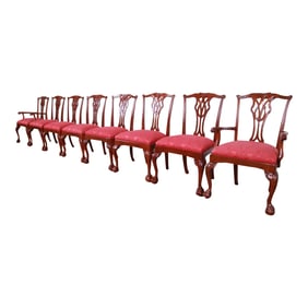 Councill Furniture Chippendale Carved Mahogany Dining Chairs - Set of 8