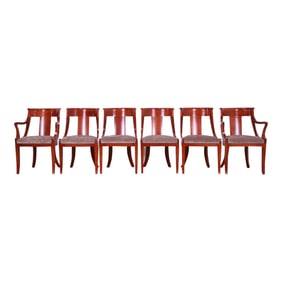 Baker Furniture Solid Cherry Wood Regency Dining Chairs - Set of 6
