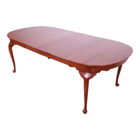 Henkel Harris Queen Anne Solid Mahogany Extension Dining Table, Newly Refinished