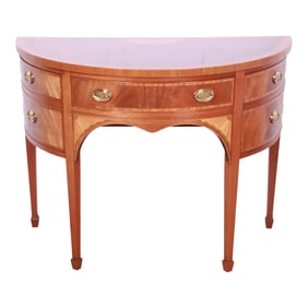 Baker Furniture Federal Inlaid Mahogany and Satinwood Demilune Cabinet