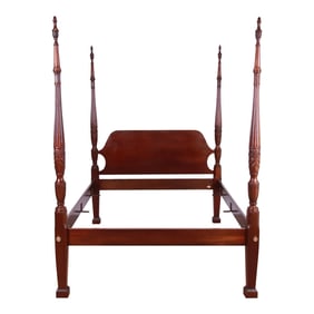 Councill Furniture Georgian Carved Mahogany Queen Size Poster Bed