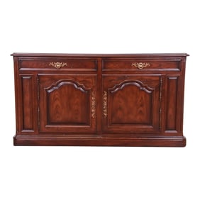 Henredon French Provincial Carved Oak Sideboard or Bar Cabinet, Circa 1970s