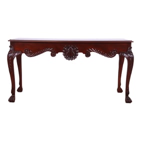 Baker Furniture Georgian Carved Mahogany Console or Sofa Table, Newly Refinished