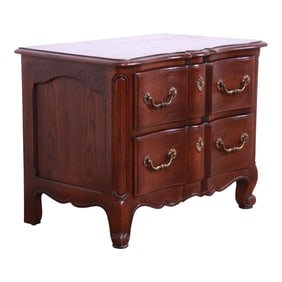 Henredon French Provincial Louis XV Carved Oak Bedside Chest