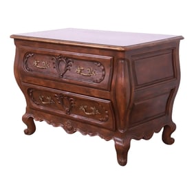 Baker Furniture French Provincial Louis XV Carved Walnut Commode or Chest of Drawers