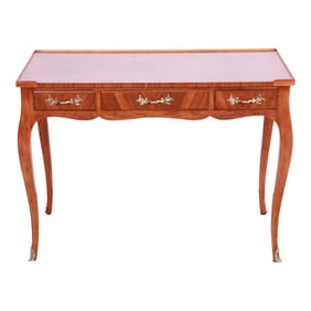 Baker Furniture French Provincial Louis XV Walnut Writing Desk, Newly Refinished