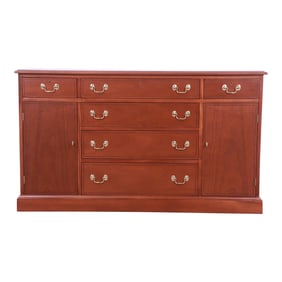 Henkel Harris Georgian Solid Mahogany Sideboard Credenza or Bar Cabinet, Newly Refinished