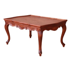 Karges French Provincial Louis XV Burled Walnut Coffee Table, Newly Refinished