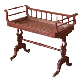 Baker Furniture Georgian Carved Mahogany Tea Table With Removable Copper Tray