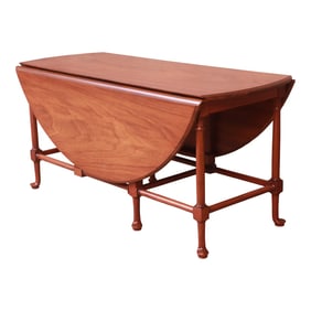Baker Furniture Queen Anne Walnut Drop Leaf Coffee Table, Newly Refinished