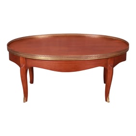 Baker Furniture French Louis XV Mahogany and Brass Coffee Table