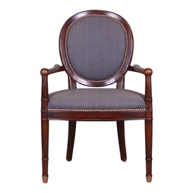 Baker Furniture French Provincial Louis XVI Carved Walnut Fauteuil