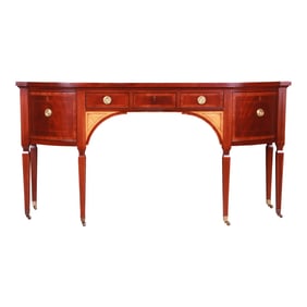 Baker Furniture Stately Homes Sheraton Bow Front Inlaid Mahogany Sideboard