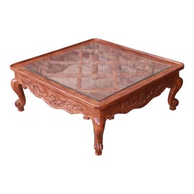 Baker Furniture French Provincial Louis XV Carved Oak Coffee Table