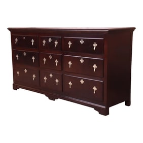 Baker Furniture 18th Century Flemish Style Mahogany Triple Dresser or Credenza, Newly Refinished