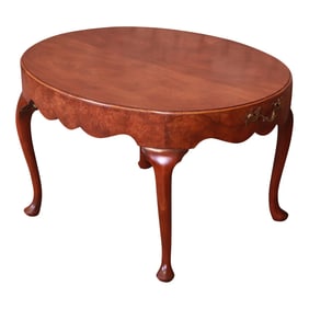 Baker Furniture Queen Anne Burled Walnut Coffee Table