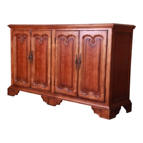 Century Furniture French Provincial Carved Walnut Sideboard Credenza or Bar Cabinet