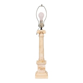 Neoclassical Italian Carrara Marble Column Tall Table Lamp, Circa 1960s
