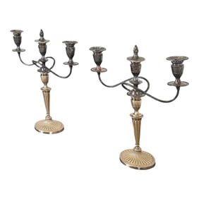 Gorham Antique Regency Silver Two-Arm Candelabra, Pair