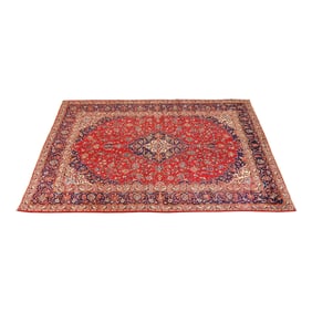 Vintage Hand-Knotted Persian Kashan Room Size Rug