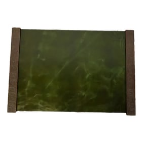 Tiffany Studios New York Zodiac Bronze Blotter Ends With Leather Desk Blotter