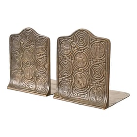 Tiffany Studios New York Bronze Zodiac Bookends, Circa 1910