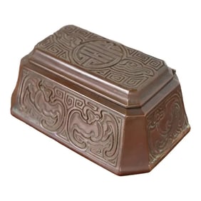 Tiffany Studios New York Chinese Pattern Bronze Stamp Box