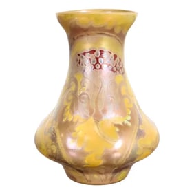 H. Copillet Et Cie Art Nouveau Iridescent Art Glass Bud Vase